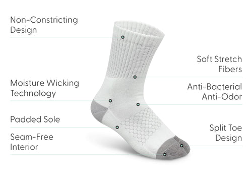 Bunion Relief, Padded Ankle Socks - White