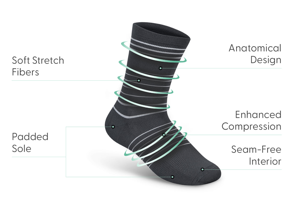 Mid-Calf Compression Socks - 18-25 mmHg - Dark Gray