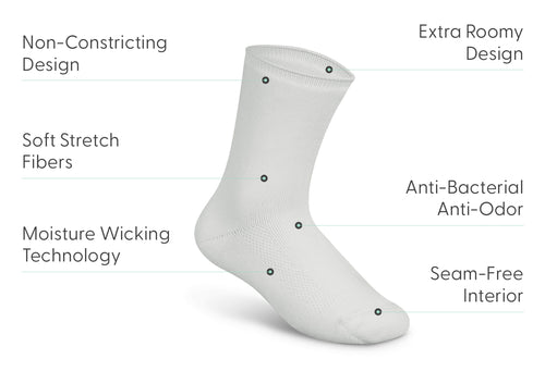 Extra Roomy Diabetic Socks (Thick) - White