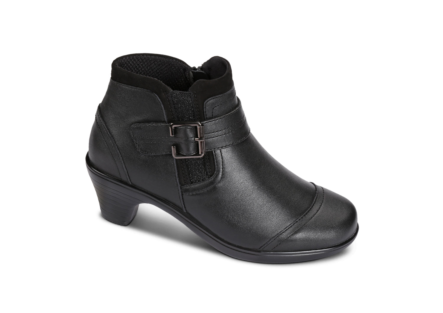JOLENE - BLACK LOW HEEL ANKLE BOOT | Smith's Shoes