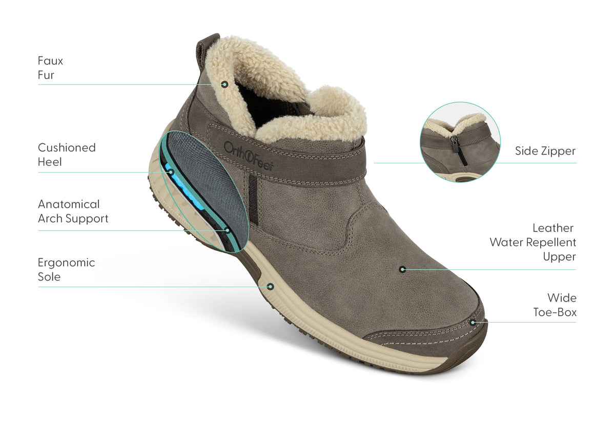 Arch Booster System Women's Arch Support Boots Orthotic Diabetic Shoes | OrthoFeet Siena Taupe