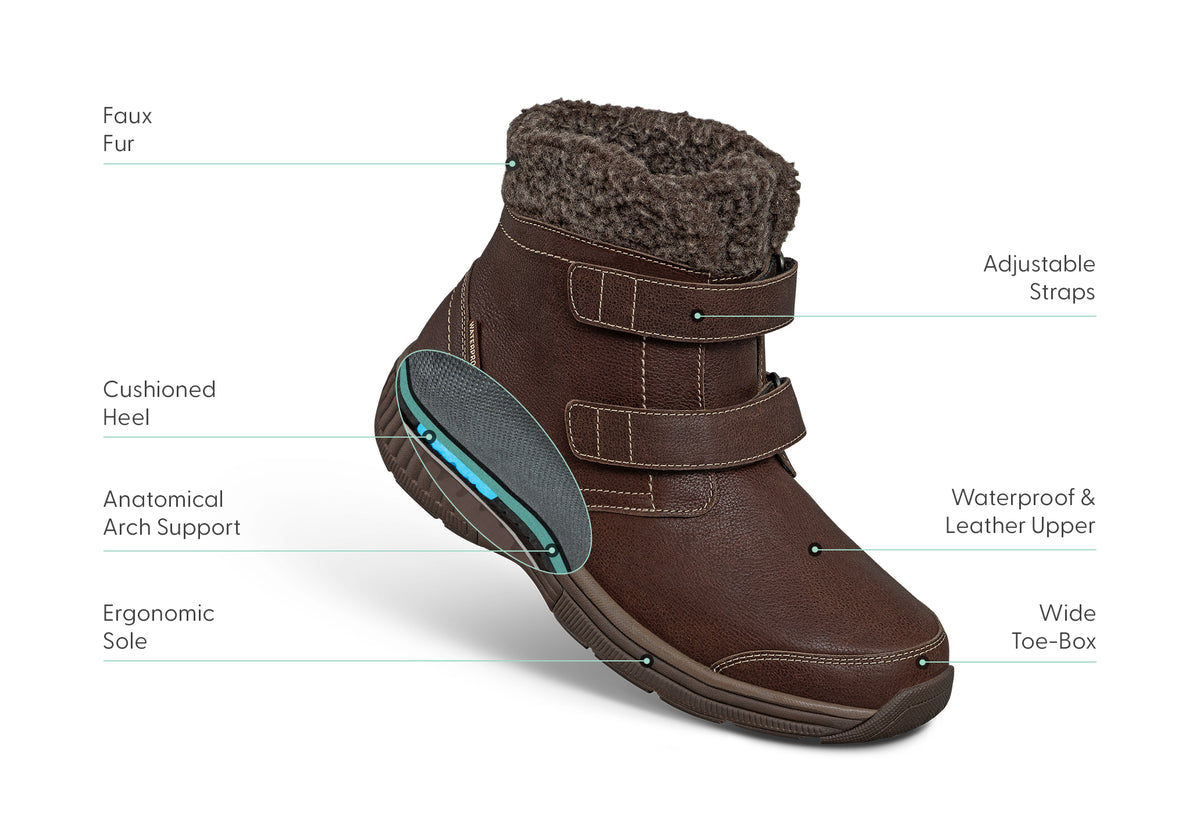 Women's Arch Support Boots | OrthoFeet Florence Taupe Waterproof