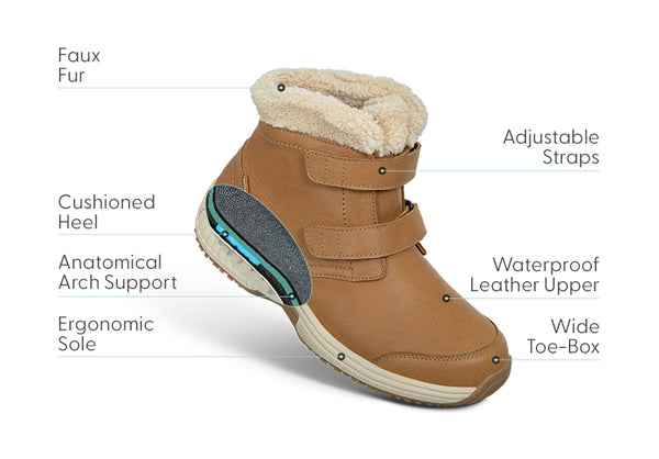 Arch Booster System Women's Arch Support Boots | OrthoFeet Florence Taupe Waterproof