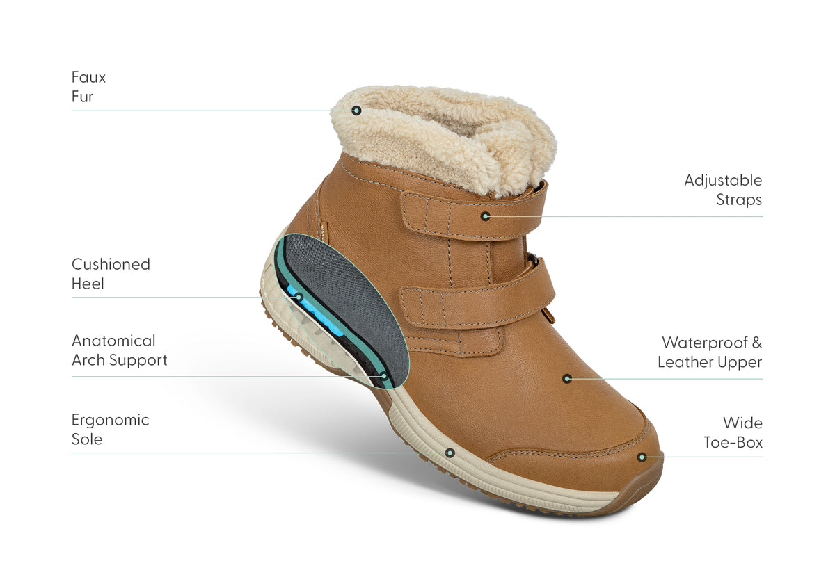 Women's Arch Support Boots | OrthoFeet Florence Camel Waterproof