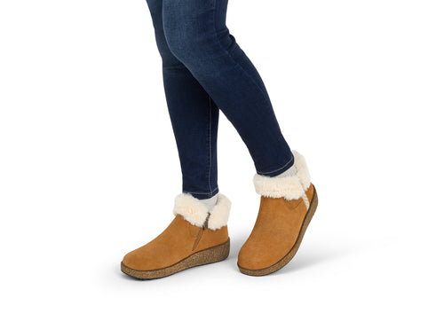 womens fur lined dress boots OrthoFeet Cozi Cushioned Comfort Women's Boots Chestnut