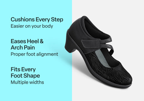 Orthofeet Ella Cushioned Support Women's Mary Jane Black