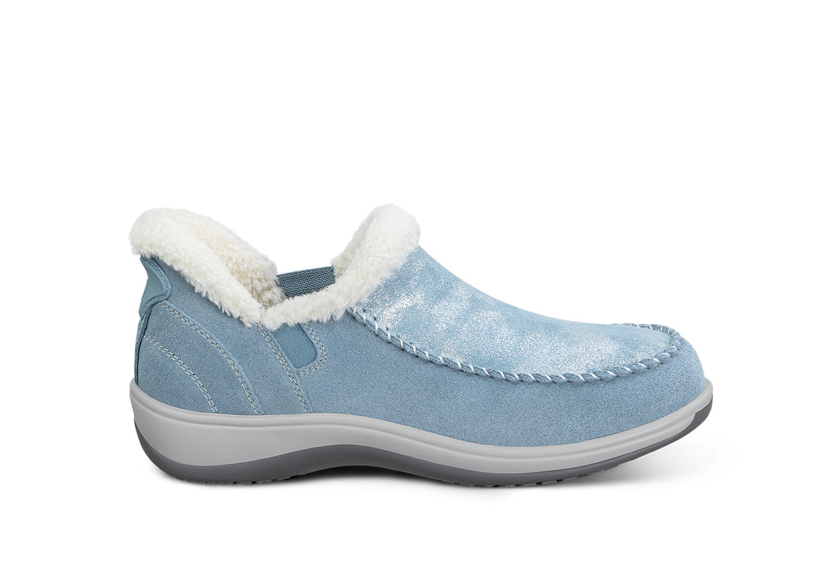 Women's Lorin Hands-Free Slippers in Blue Shimmer – Orthofeet®