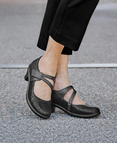 orthofeet dress shoes for women Women's Ella Low Heel Mary Jane Casual Shoe – Orthofeet®