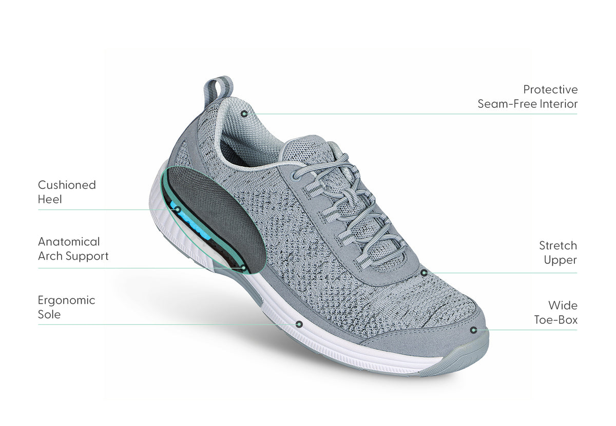 Arch Booster System Men's Athletic Shoes Orthopedic Sneakers Diabetic | Lava Black – Orthofeet®