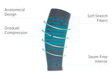 Compression Calf Sleeves Standard 20-30 mmHg - Gray/Teal Stripe
