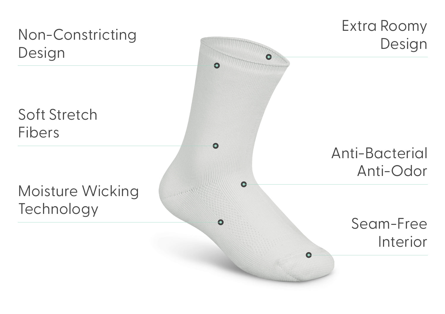 Extra Roomy Diabetic Socks (Thick) - White