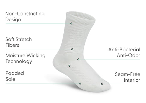 Padded Sole Diabetic Socks - White